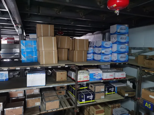 Consolidation area — parts packed for shipment